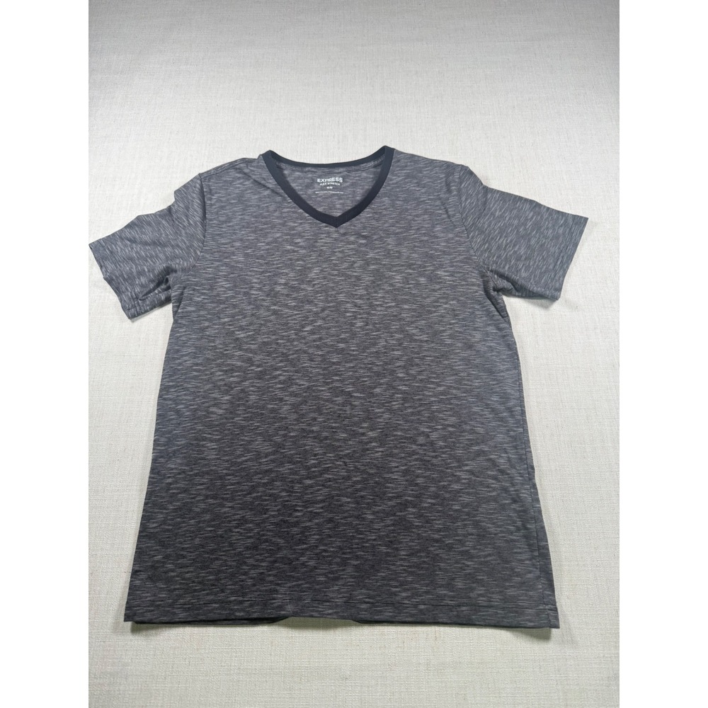 Express Flex Stretch V-Neck T-Shirt Mens Medium Charcoal Gray Space Dye Heather